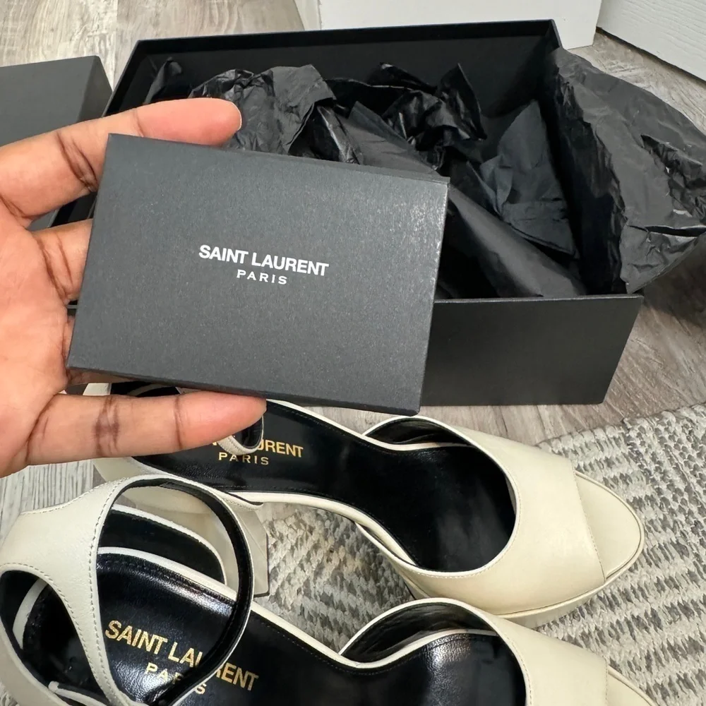 Saint Laurent Jodie Platform Sandals In Smooth Leather